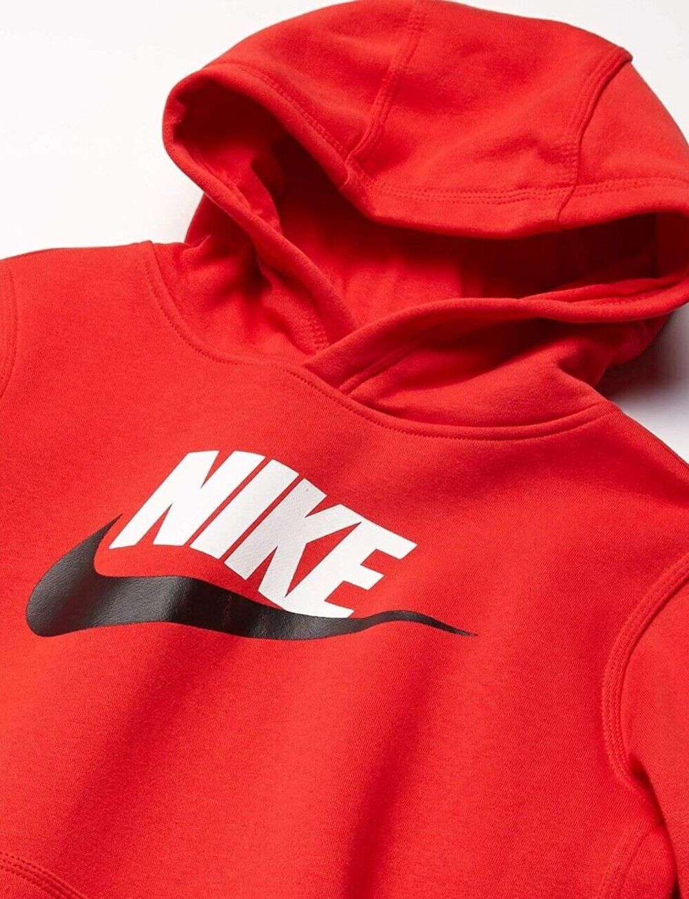Nike Club Fleece HBR Pullover Hoodie University Red Big Kids Sz L Pre-owned